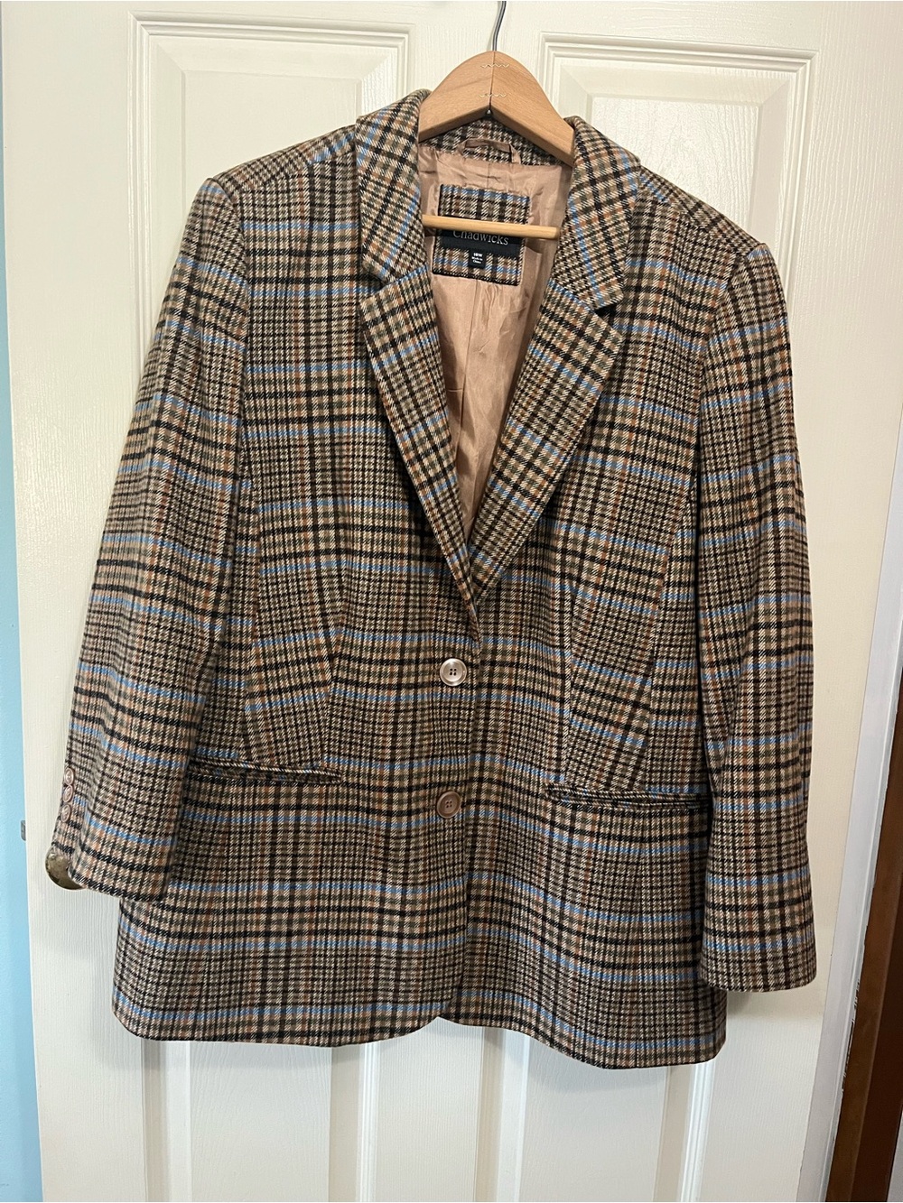 Chadwicks Women’s Wool Blend Plaid Blazer Jacket Size 18W